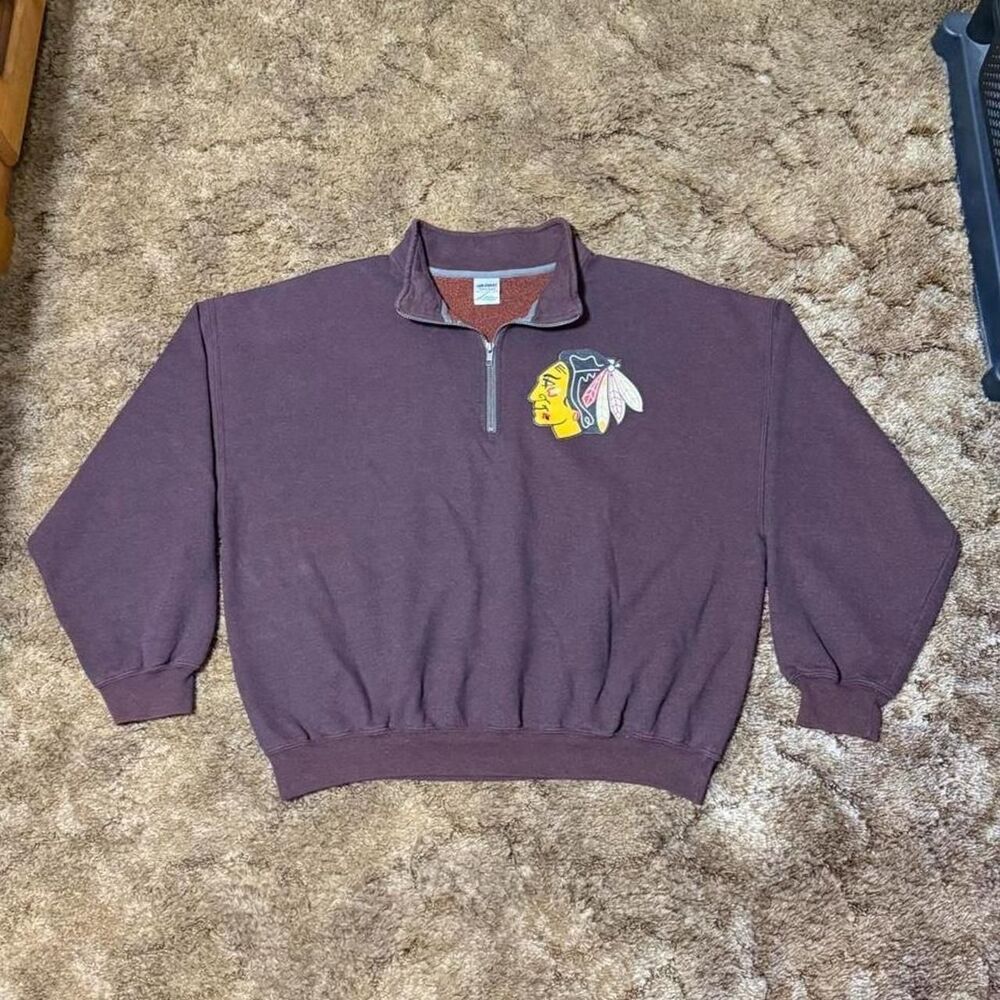 NHL Chicago Blackhawks Quarter Zip Sweatshirt Burgundy XXLarge